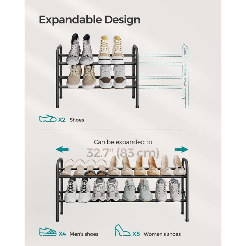 Black 2 Tier Extendable Shoe Rack by Songmics