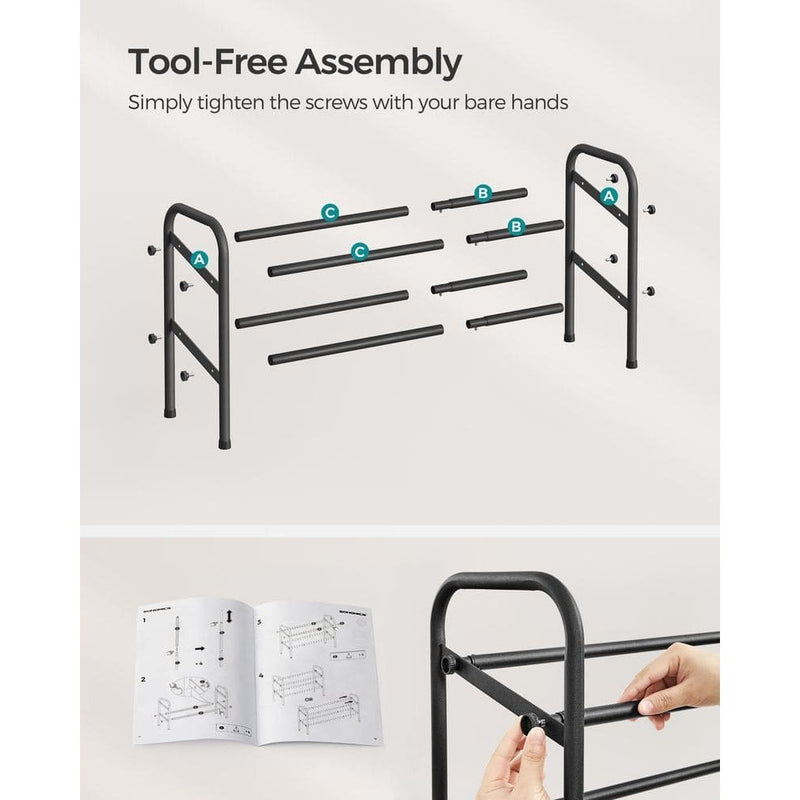 Black 2 Tier Extendable Shoe Rack by Songmics