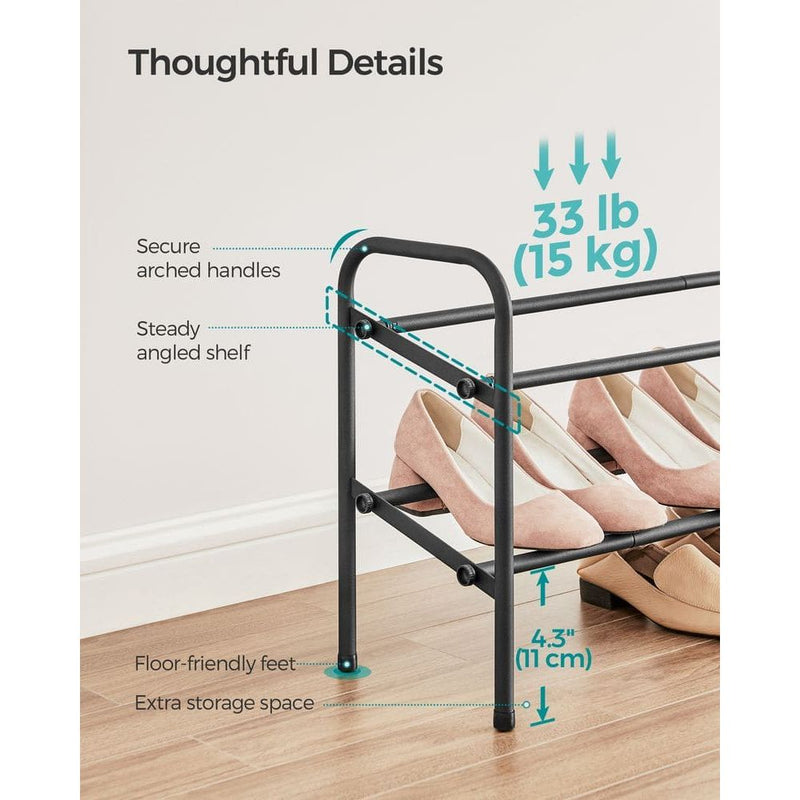 Black 2 Tier Extendable Shoe Rack by Songmics