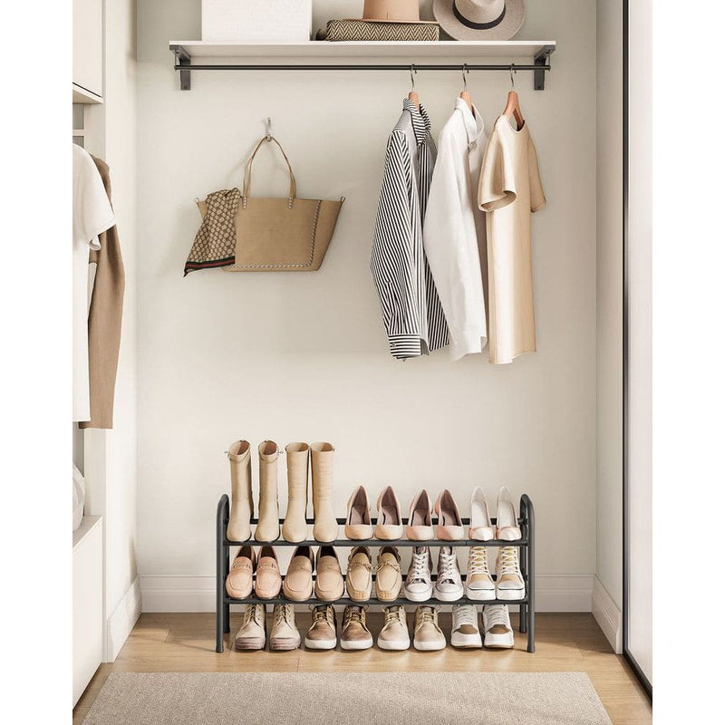 Black 2 Tier Extendable Shoe Rack by Songmics