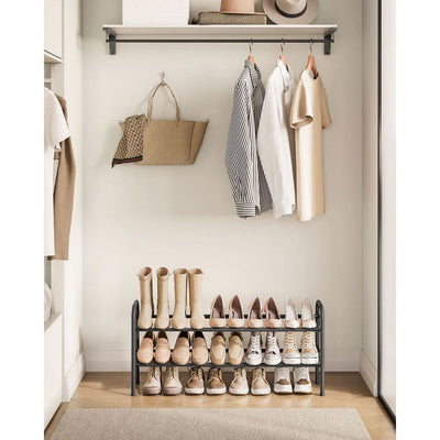 Black 2 Tier Extendable Shoe Rack by Songmics Songmics