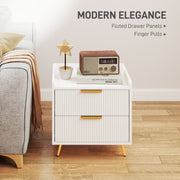 Modern elegance callout highlighting fluted drawer panels and finger pulls