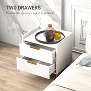 Two drawers open with a tray, vase and candle on the raised-edge top