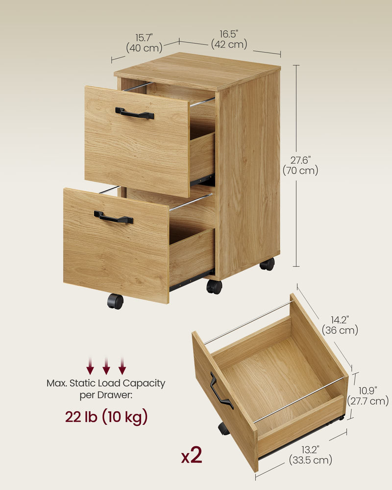 Dimensions diagram of the filing cabinet, 40 x 42 x 70 cm, 10 kg per drawer