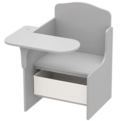 AIYAPLAY 2-in-1 grey kids desk and chair set with storage drawer, studio shot