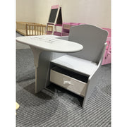 AIYAPLAY desk and chair set shown in a playroom with a rocking horse and craft table