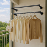 2 pack wall-mounted industrial pipe clothes rails by Songmics, close-up of bracket