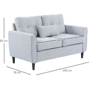 Grey sofa dimension diagram, 140W x 78D x 83H cm with 115cm seat width