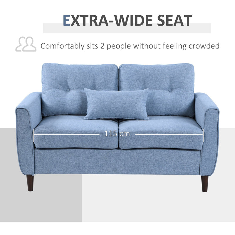 Blue sofa extra-wide seat, comfortably fits two adults
