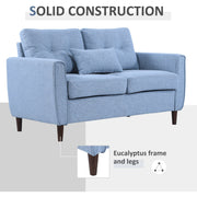 Blue sofa solid construction with eucalyptus wood legs detail