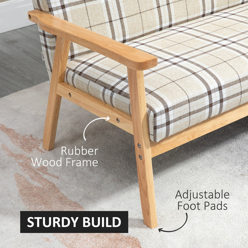 Close-up of the rubber wood frame and an adjustable foot pad