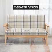 Front view of the 2 seater sofa with a 2-seater design label