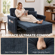 Comfort panel showing the skin-friendly chenille surface and a hand pressing the high-density foam
