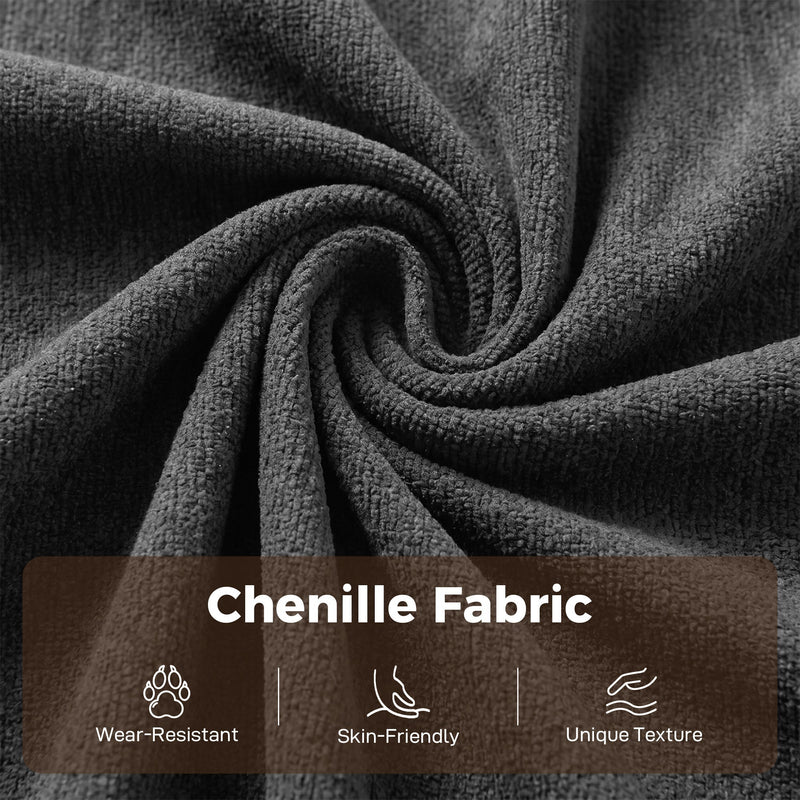 Swirled chenille upholstery sample with wear-resistant and skin-friendly icons