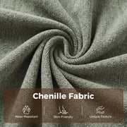 Macro shot of the textured chenille weave with unique texture label