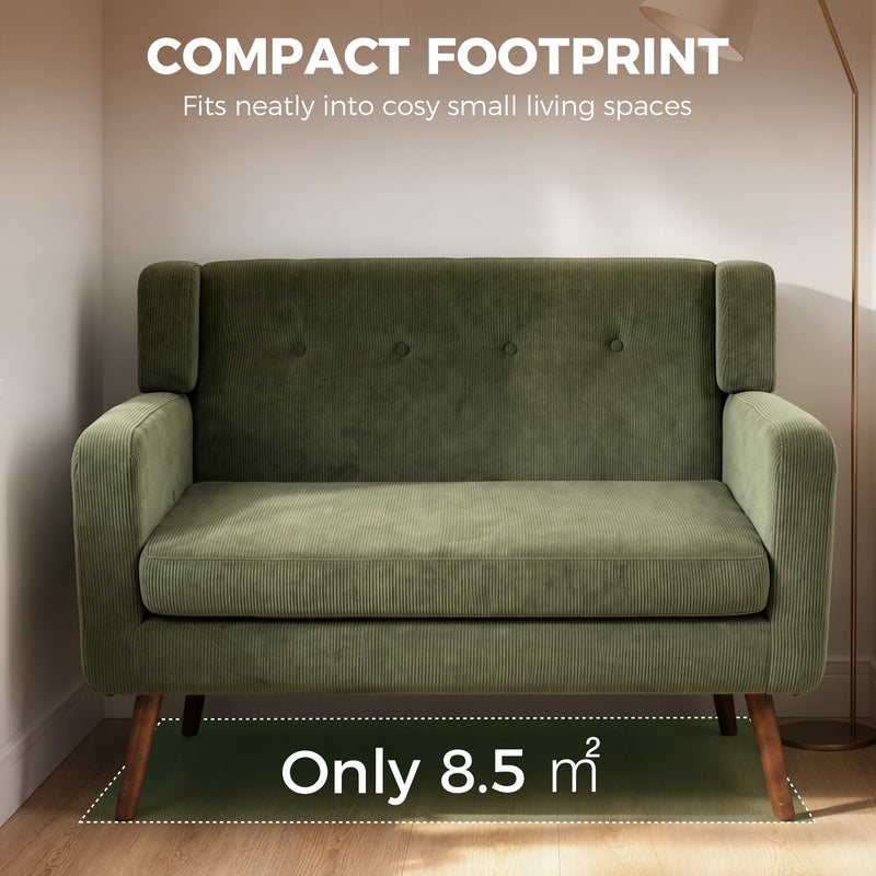 Loveseat sofa shown in a small living space marked as 8.5 square metres