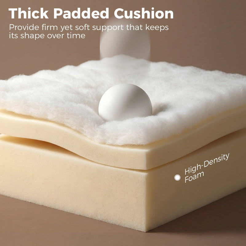 Infographic showing the thick high-density foam cushion layer