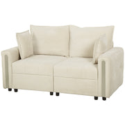 2 seater lift-up storage sofa in soft velvet with two scatter cushions, studio front view