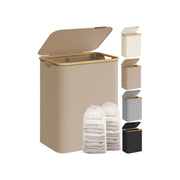Camel brown 130L laundry basket with lid, two sections