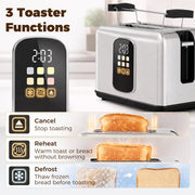 Panel explaining the cancel, reheat and defrost toaster functions