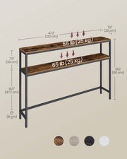 Dimensions diagram showing 120 x 20 x 80 cm and 25 kg load capacity on each of the 2 tiers