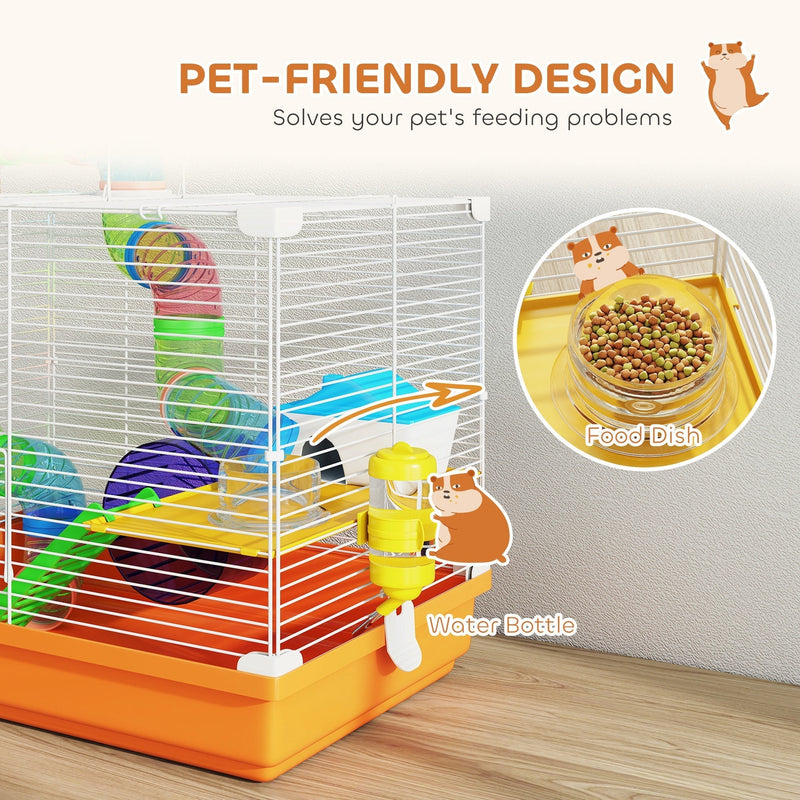 Pet-friendly design graphic showing the food dish filled with pellets