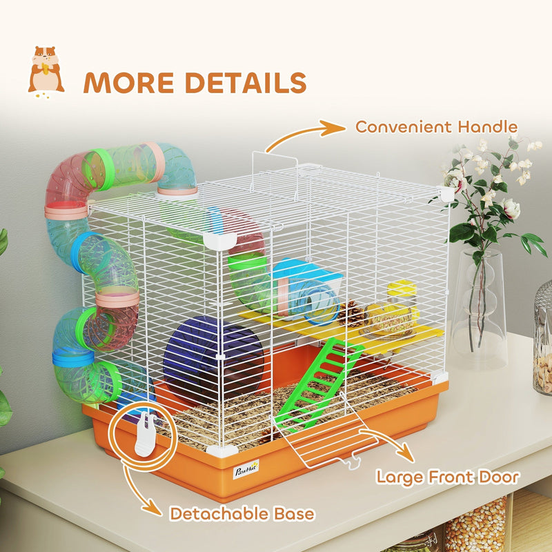 More details graphic showing the convenient carry handle on top of the cage