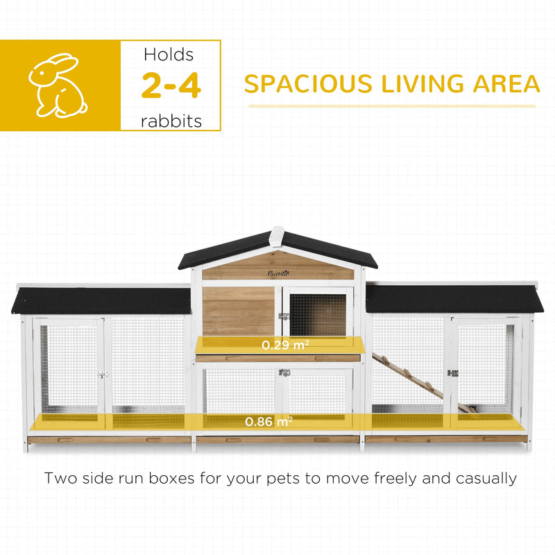 Graphic showing capacity for 2-4 rabbits and 0.86 square metre run floor space