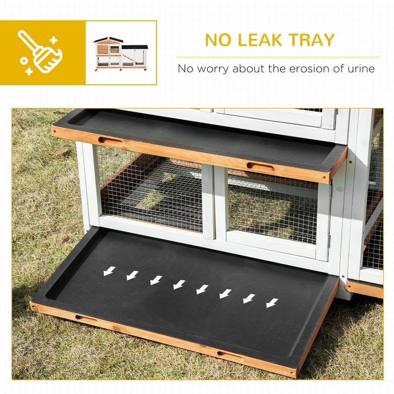 Close-up of the no-leak pull-out tray fitted underneath the run