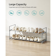 Capacity panel showing the rack organises up to 8 to 10 pairs of shoes