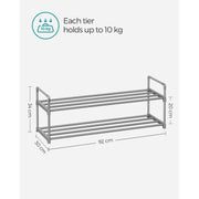 Dimension diagram marked 92 cm wide, 30 cm deep and 34 cm high with 20 cm shelf clearance
