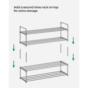 Diagram showing a second shoe rack stacked on top of the first for extra storage