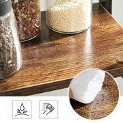 Water droplets and a cotton pad on the rustic brown shelf surface