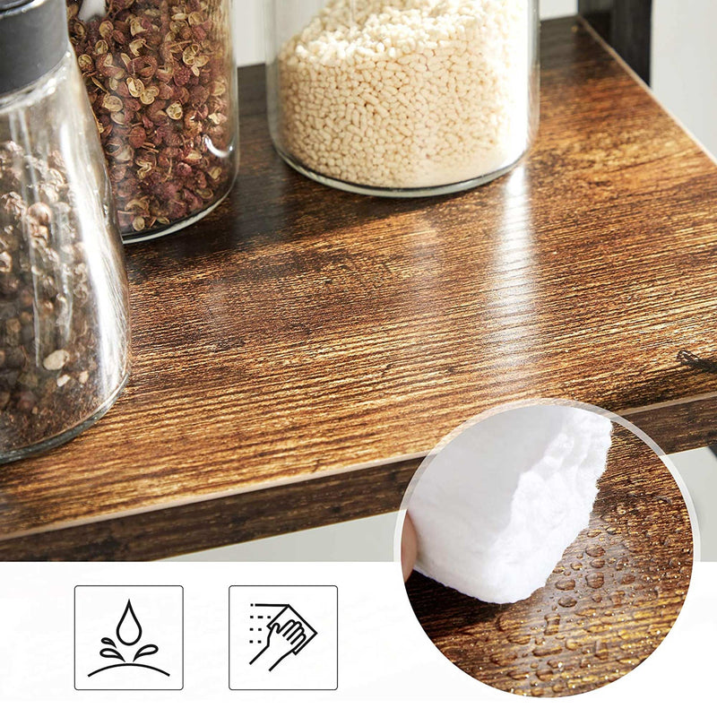 Water droplets and a cotton pad on the rustic brown shelf surface