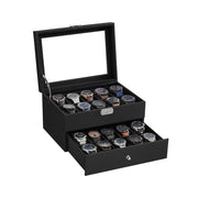 SONGMICS 2-tier black watch box with glass lid, main product shot
