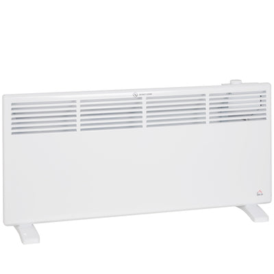 HOMCOM 2000W convector heater in white, angled studio view showing the front vents and top controls