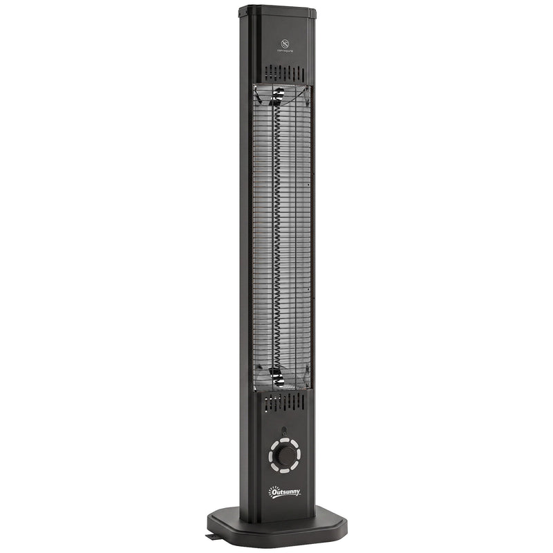 Outsunny black infrared patio heater with knob control on white background