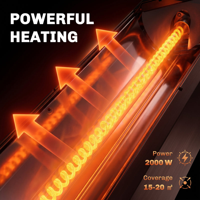 Close-up of the carbon-fibre heating tube glowing at 2000W