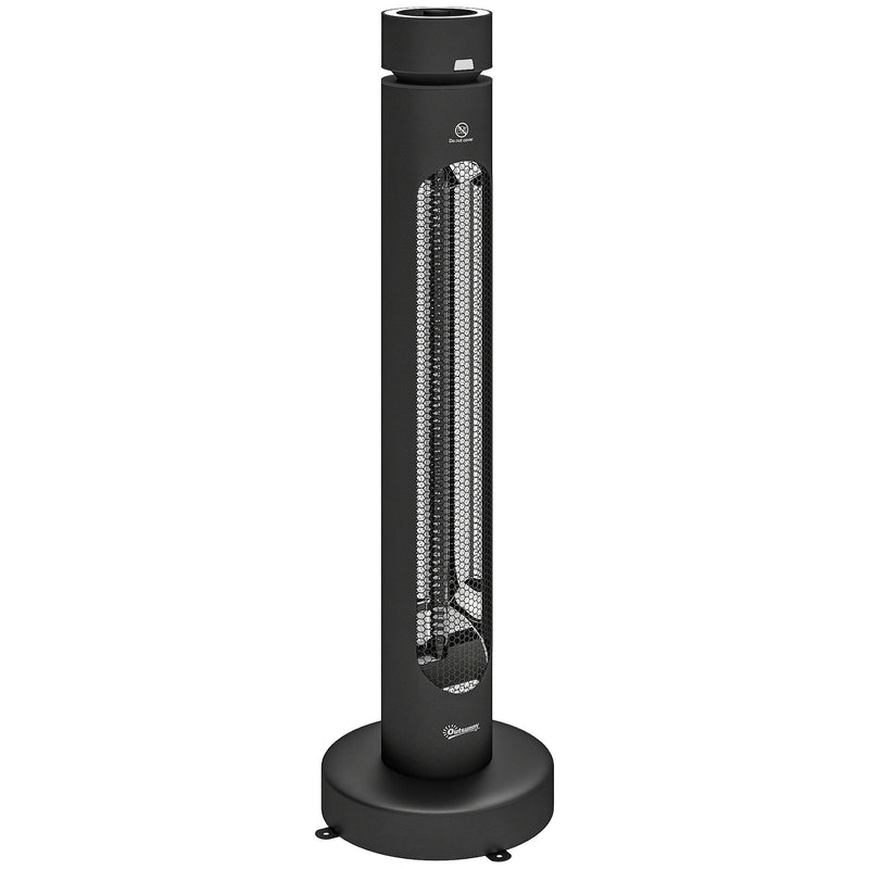 Outsunny black oscillating patio heater tower on white background