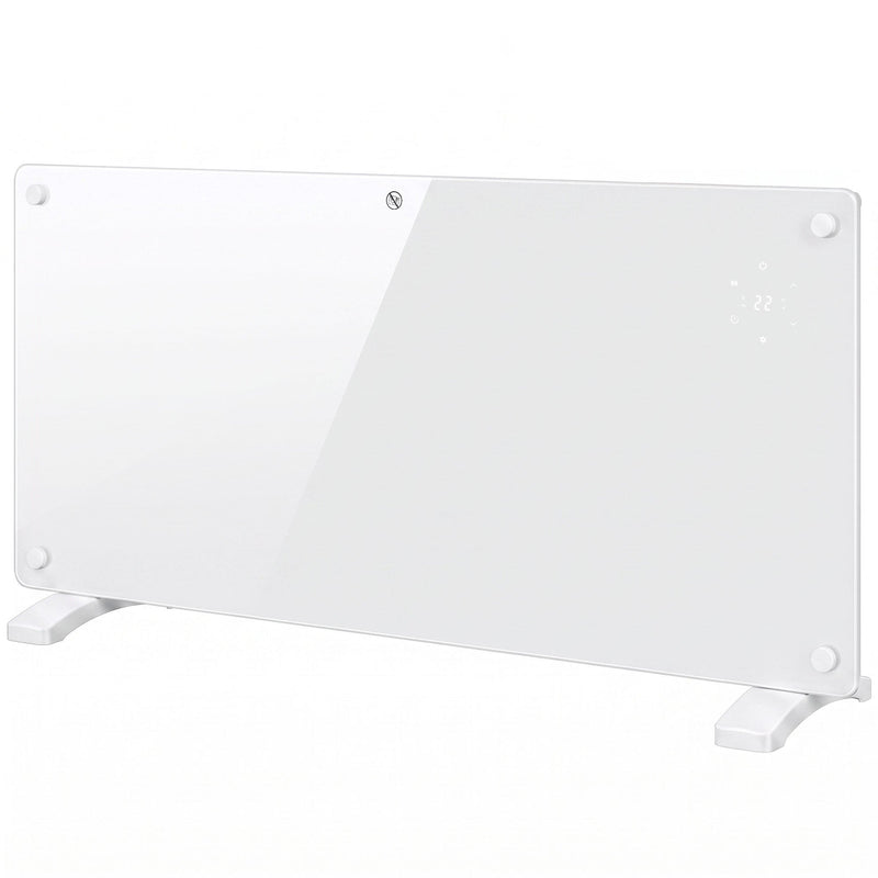 HOMCOM 2000W white smart glass panel heater, studio shot