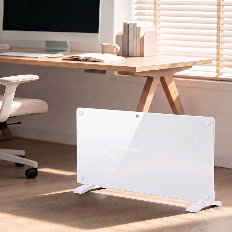 HOMCOM panel heater freestanding in a home office beside a desk