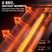 Close-up of the carbon-fibre heating tube glowing at 2000W