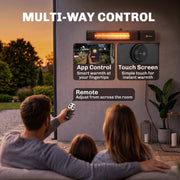 App, touch and remote control options shown for adjusting the heater