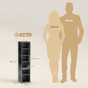 CD and Media Storage Shelves Set of 2 with Adjustable Compartments High Gloss Black AOSOM