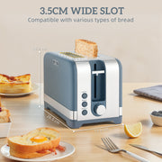 2 Slice Toaster and 1.7L Kettle Set with Textured Design for Modern Kitchens Blue
