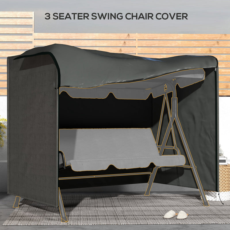Dark Grey Swing Seat Cover for 3 Seater Garden Hammock Waterproof and UV Resistant
