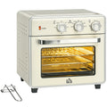 Homcom 20L cream mini electric oven with air fry, three dial controls and glass door