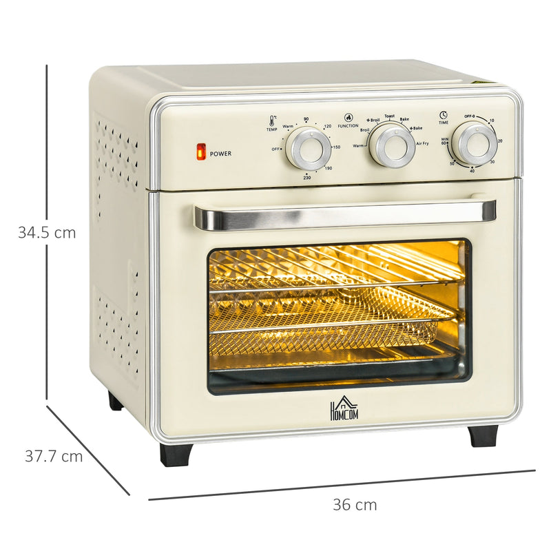 Dimension diagram showing the oven measures 36W x 37.7D x 34.5H cm