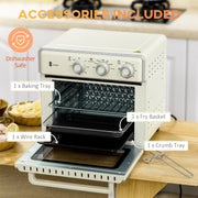 Accessories included graphic showing the baking tray, fry basket, wire rack, crumb tray and tray handle