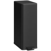 Black 20L slim stainless steel pedal bin front view